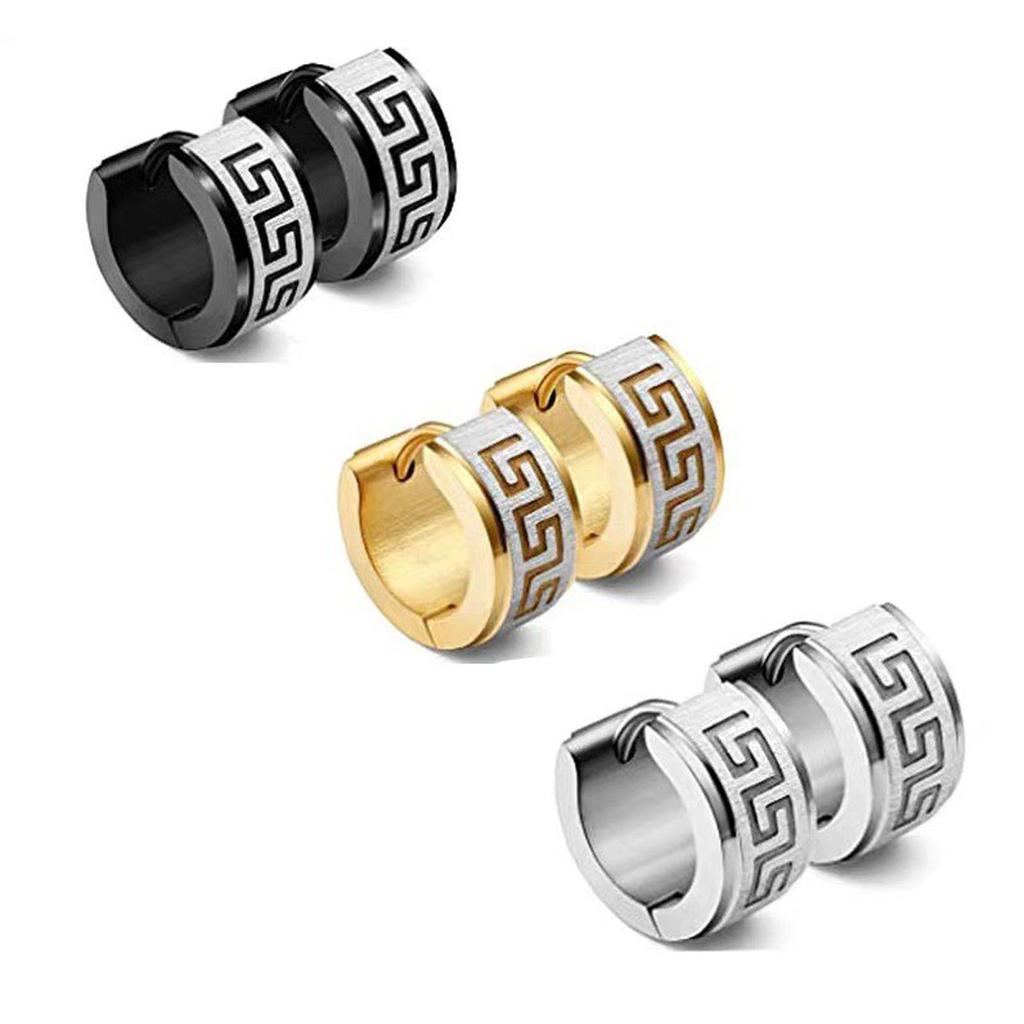 Fashion Stainless Steel Earrings Stainless Steel Great Wall Pattern Chaozhou Men'S Jewelry Ear Clips Ear Buckles Ear Clips