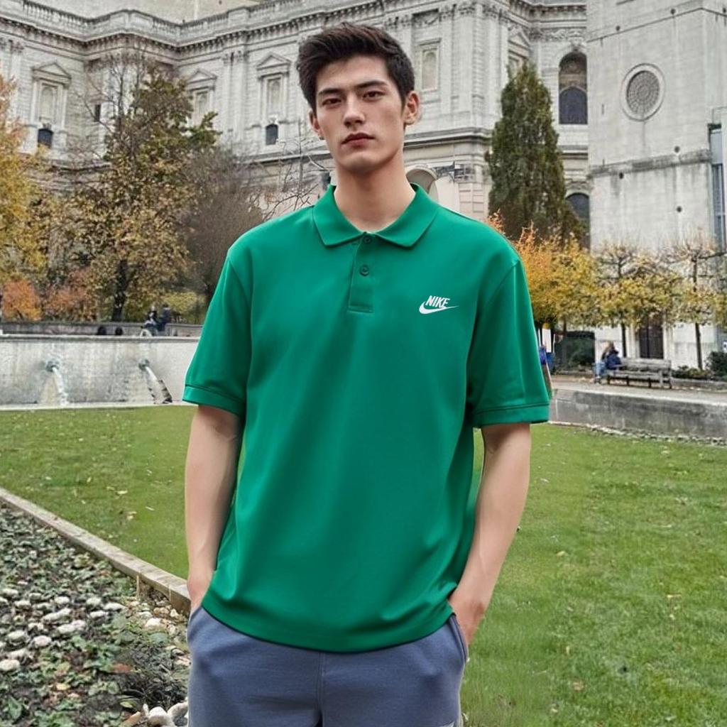 Nike Повседневная трикотажная рубашка-поло с вышитым логотипом клуба, мужские топы зеленого цвета FN3895-365