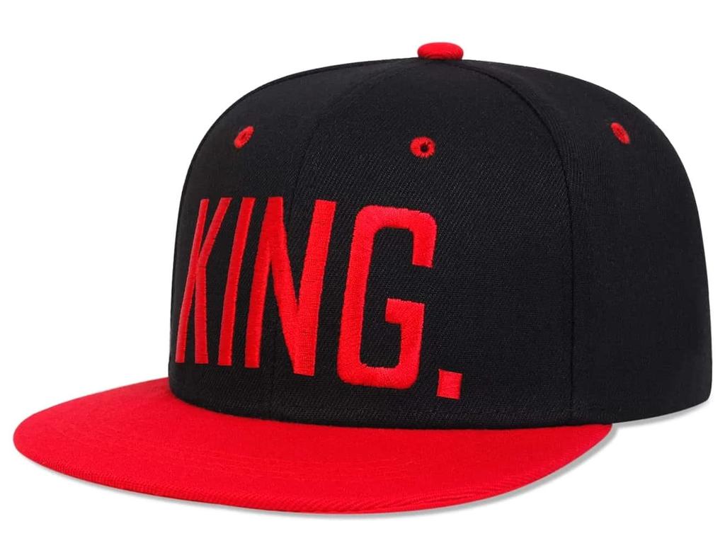 Sproutsy Men's KING Cap, Hip Hop Hat, Unisex (Black + Red)