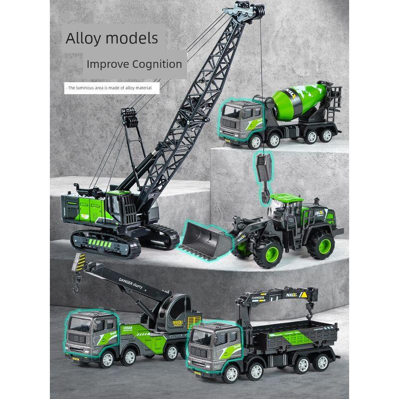 Детский набор инженерной техники из сплава Экскаватор Развивающие игрушки для мальчиков 2-4 лет 6 Кран Каток Бетономешалка