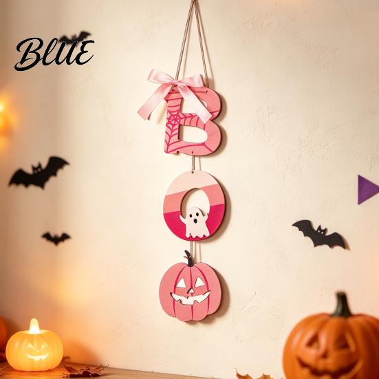 Ручная работа Деревянная поделка Подвеска Розовый ЗНАК ХЭЛЛОУИНА BOO Милый Призрак Паутина Подвесной Эстетичный Праздничный Знак Декор для Двери Стены Деревенский Фермерский Дом