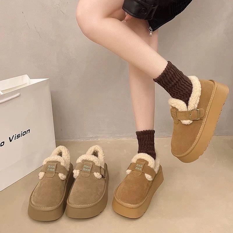 Женские бархатные туфли на толстой подошве, зимние новые интегрированные сапоги из натурального меха для сохранения тепла и ношения, пушистые хлопковые туфли