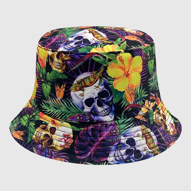 Tie Dye Fisherman Hat Uv Protection Assorted Colors Print Butterfly Cat Cap Leaf