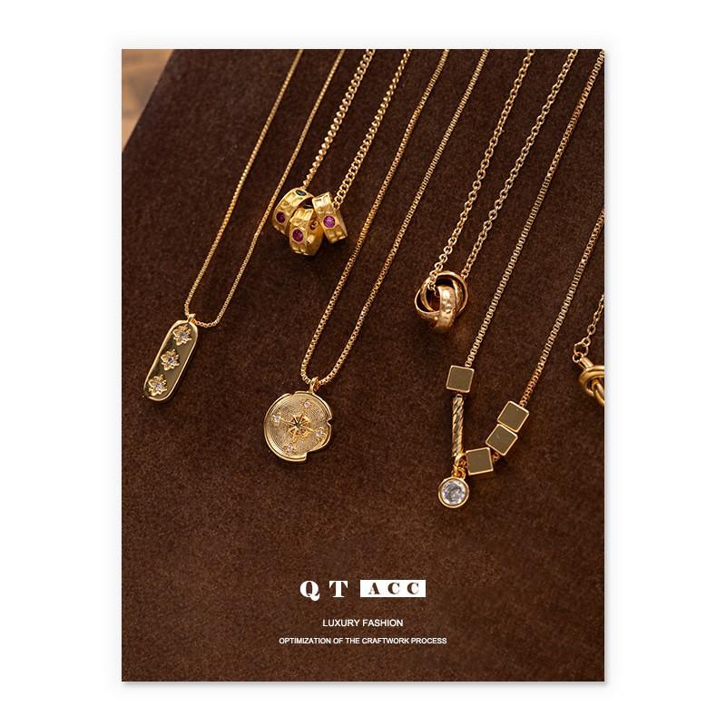 Elegant Copper Pendant Necklace With 18K Gold Plating Zircon Stone Irregular Modern Design Women 2025 Collection