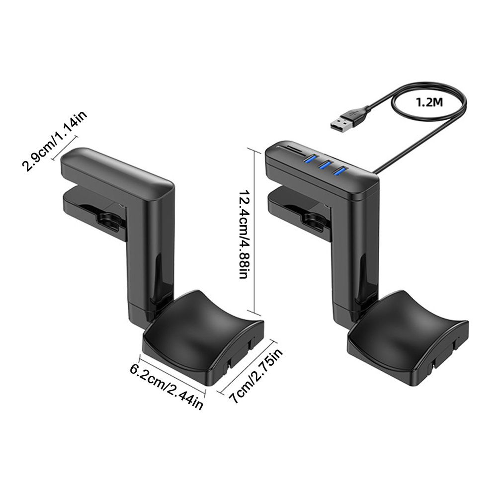 2 In 1 Earphones Stand Headphone Bracket Under Desk Hook Headset Stand Earphones Hanger USB HUB