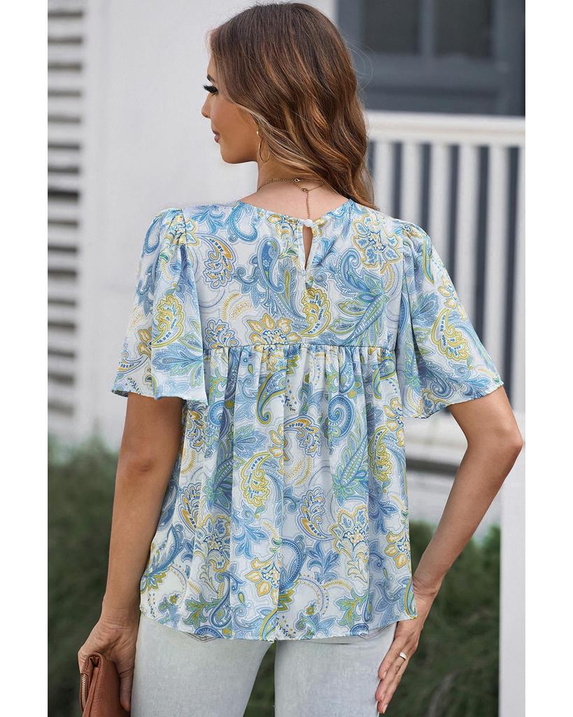 Azura Exchange Блузка с широкими рукавами и принтом пейсли