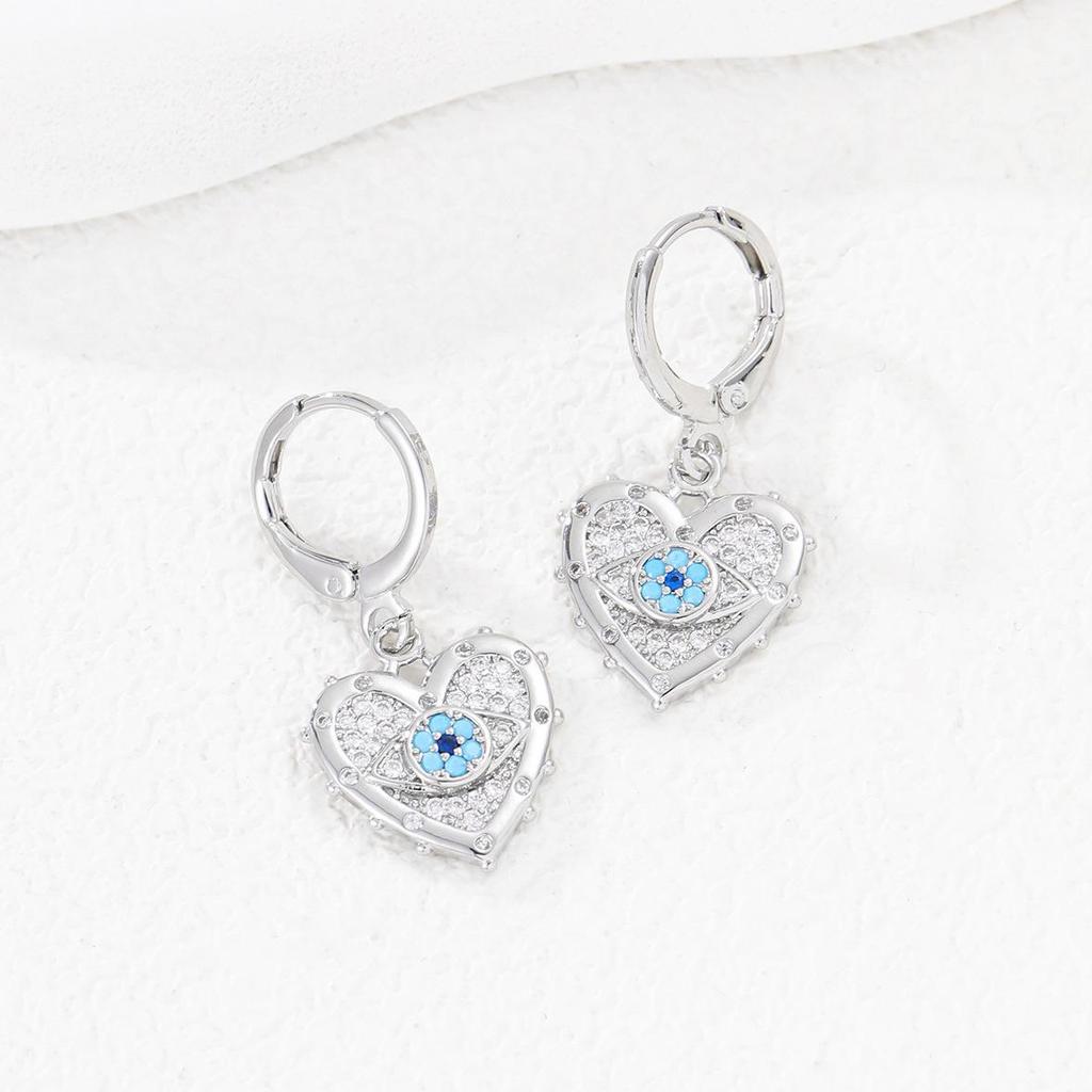 Подвеска-амулет от сглаза и серьги-сердечки - Набор украшений - Медь с золотым покрытием