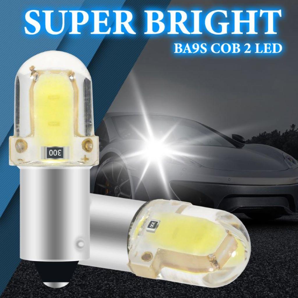 10 шт. Светодиодная лампа BA9S T4W H6W W5W LED COB 2SMD для салона автомобиля, плафона, чтения, боковой клиновидный, подсветки номера, сигнальная лампа 12В