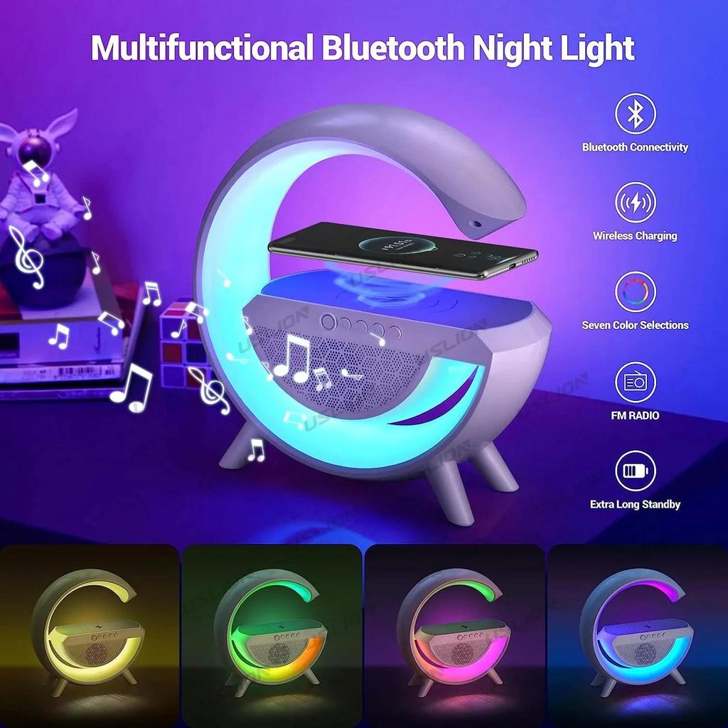 BIG G Multifunction Bluetooth Speaker RGB Night Light Fast Wireless Charger Stand For iPhone Samsung Xiaomi Charging Station