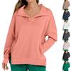 Women's Fashion Casual Solid Color V-Neck With Pocket Pullover Long Sleeve Sweatshirt Top