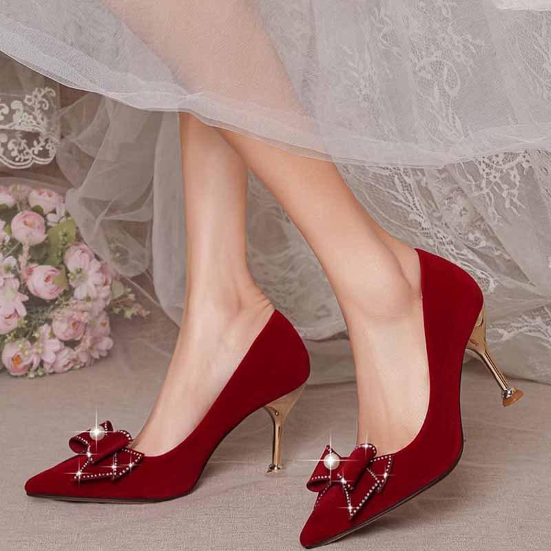 Китайские свадебные туфли Xiuhe женские 2024 новые красные туфли на высоком каблуке не надоевшие свадебные туфли невесты свадебное платье красные туфли