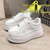 Женские белые кроссовки на платформе Весна/Лето 2025 - Толстая подошва, Увеличивающие рост, Подходящие для миниатюрных, Повседневная обувь