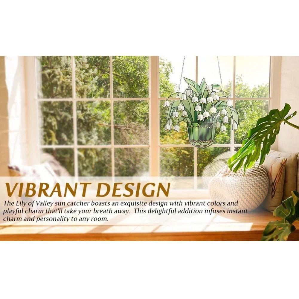 Элегантный Цветок Долины Ловец на Окно Подвесной Ловец Солнечного Света 2D Цветочный Орнамент Окно