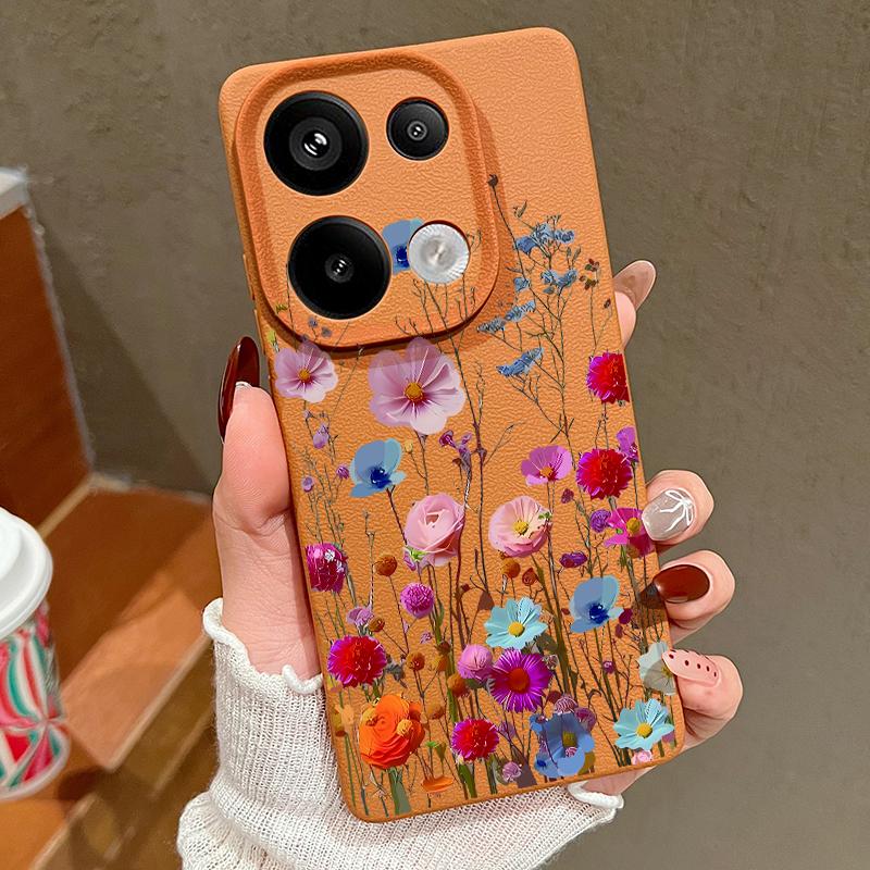 Чехол для телефона с матовой кожей и цветочным принтом в виде розы для Xiaomi 13T Poco X6 M6 Pro Redmi Note 14 Pro 13 Pro 12 11, тонкий, мягкий, ударопрочный чехол из ТПУ