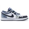 Jordan Air Jordan 1 Abrasion Resistant Low top Vintage Basketball Shoes Men's Black White Blue CZ8455-100(Team322-)