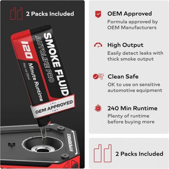 S12 AutoLine Pro HyperSmoke™ Автомобильный дымогенератор Вакуумный тестер утечек EVAP Регулируемое давление Дымовая жидкость, одобренная OEM