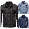 Осенние мужские однотонные джинсовые куртки, модные мотоциклетные винтажные джинсовые куртки, мужские облегающие хлопковые повседневные черные синие пальто