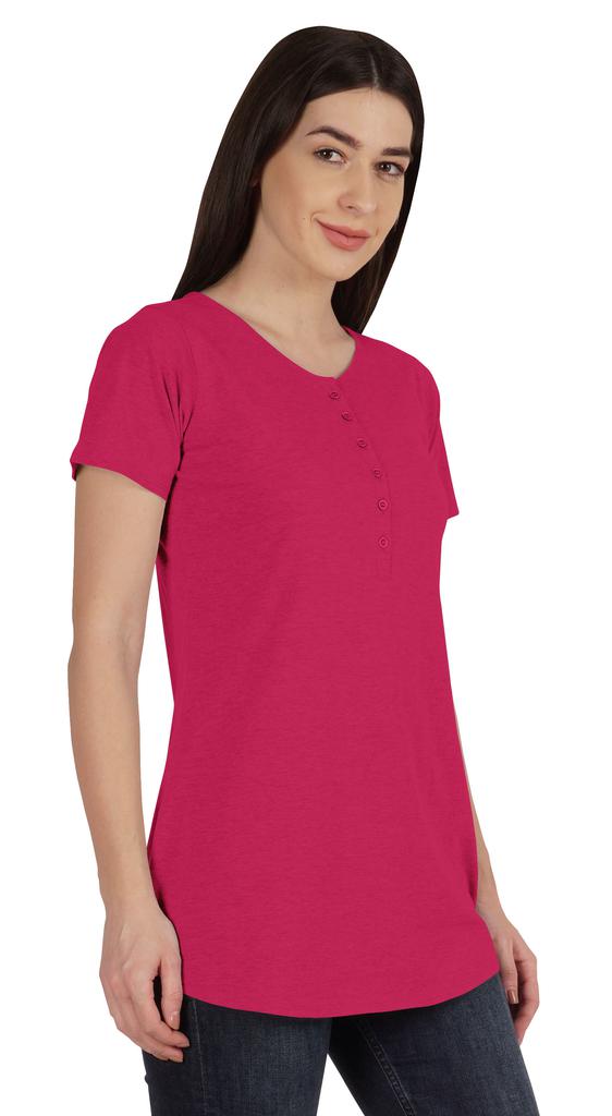 Inkmeso Женская туника с коротким рукавом и пуговицами, хлопковая футболка, длинная футболка для