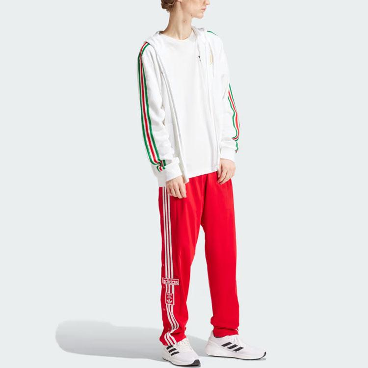 adidas Мужская толстовка с капюшоном на молнии Italy Dna Белый Зеленый Красный Colorblock IU2104