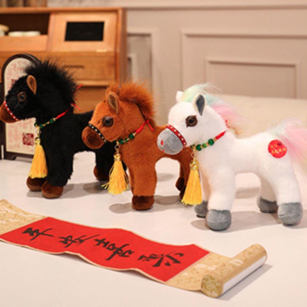 Long Mane Standing Foal Plush Doll Fluffy Tail Cartoon Horse Stuffed Toy Pony Plush Toys Kids Gift