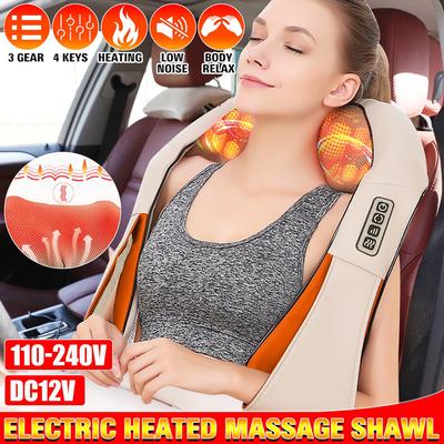 110-220 В постоянного тока, 12 В, 3-ступенчатый нагревательный массажер с красным светом, бежевый массажер для спины шиацу-массажер для шеи и плеч шиацу, подарки