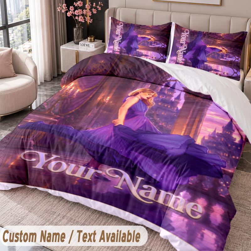 Custom Name Text 3Pcs Bedding Set Taylor Swift Duvet Cover And Two Pillowcases
