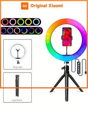 Xiaomi 1 шт. Диммируемая RGB кольцевая лампа со штативом и держателем для телефона - Идеально подходит для макияжа, фотографии и видеозаписи