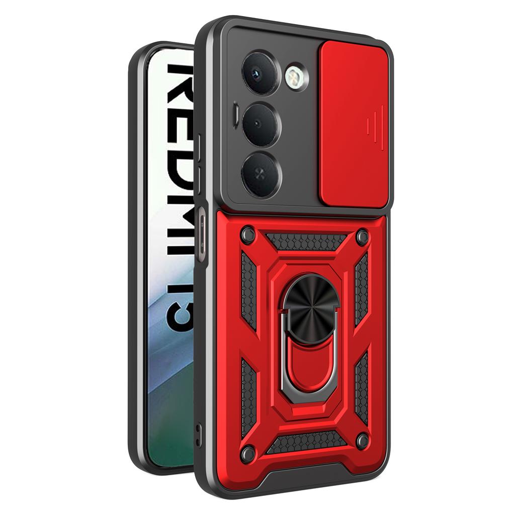 Для Xiaomi Redmi 15 4G (США) (171 мм) Чехол с выдвижной крышкой для камеры, PC+TPU, подставка, чехол для телефона