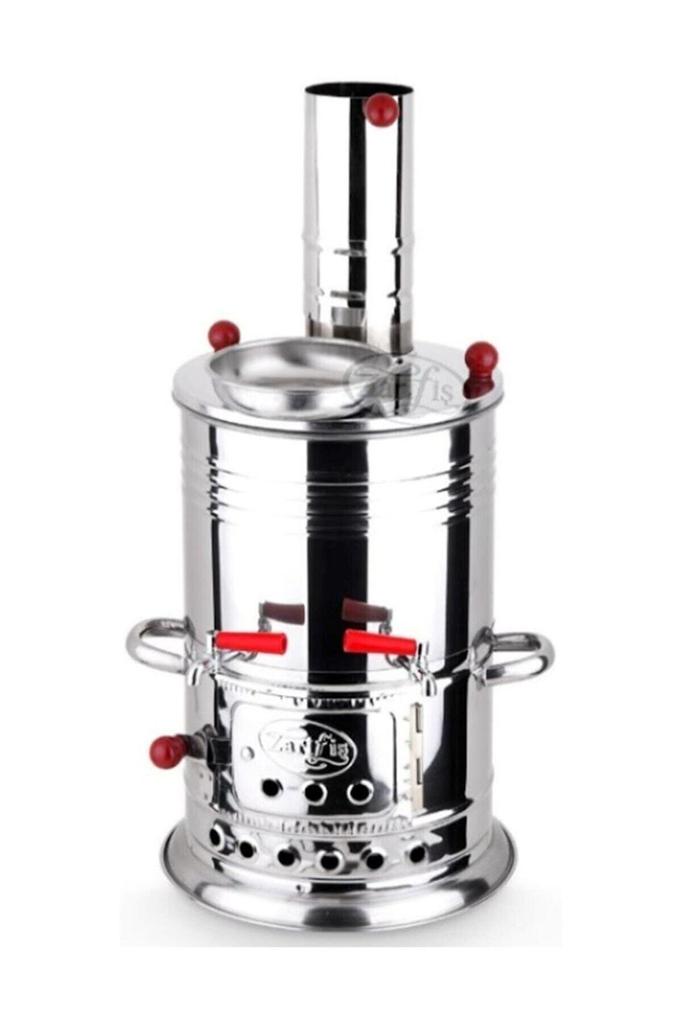 Stainless Steel Samovar Wood Burning Coal Stove Camping Kettle Tea Kettle & BBQ Multi Cooking