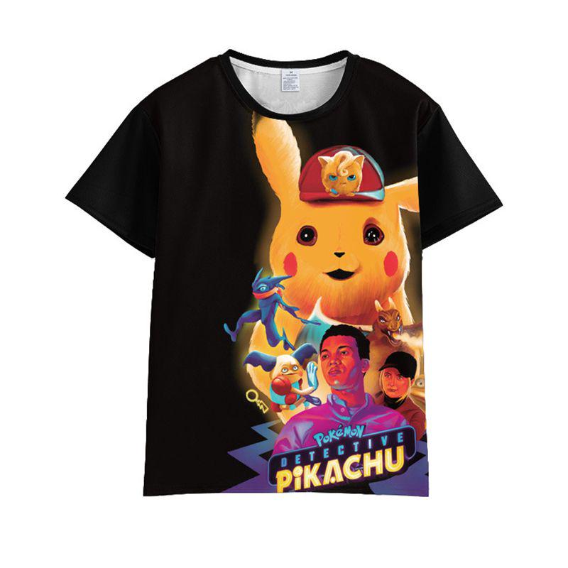 Pokemon Detective Pikachu Tshirt 3d Print Short Sleeve Cosplay Costume Tee Tops
