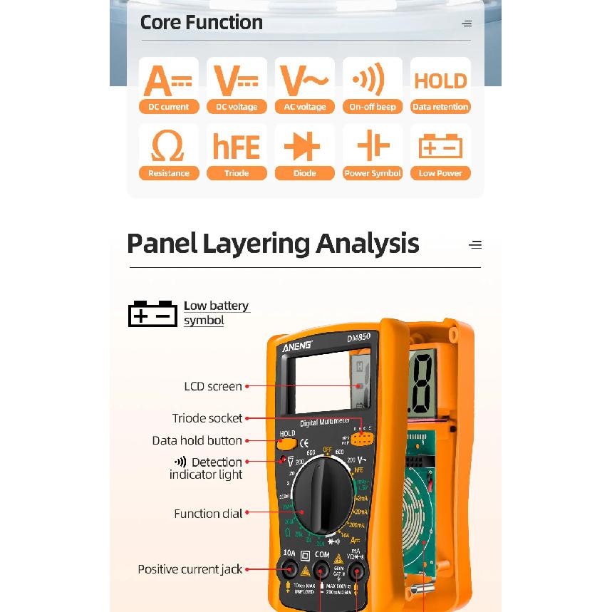 ANENG DM850 Automatic Digital Multimeter Professional multimetro AC/DC Votage Tester 1999 Counts Ohm Ammeter Electric Tools