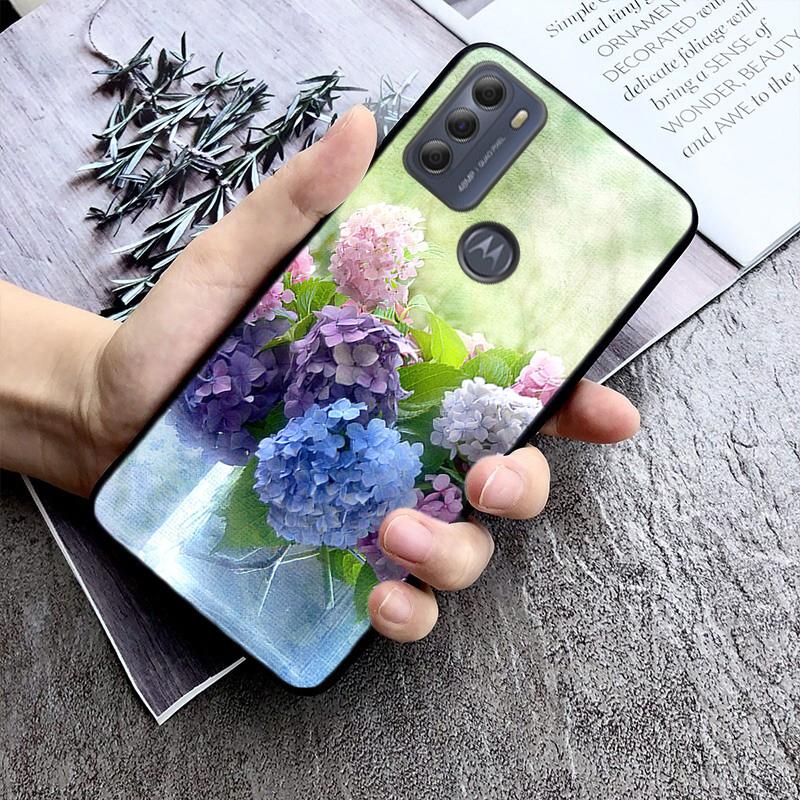 Чехол для телефона с цветком гортензии для Motorola Edge 50 40 Pro 40 30 Ultra Neo G Power G Stylus G Play E32 E20 E40