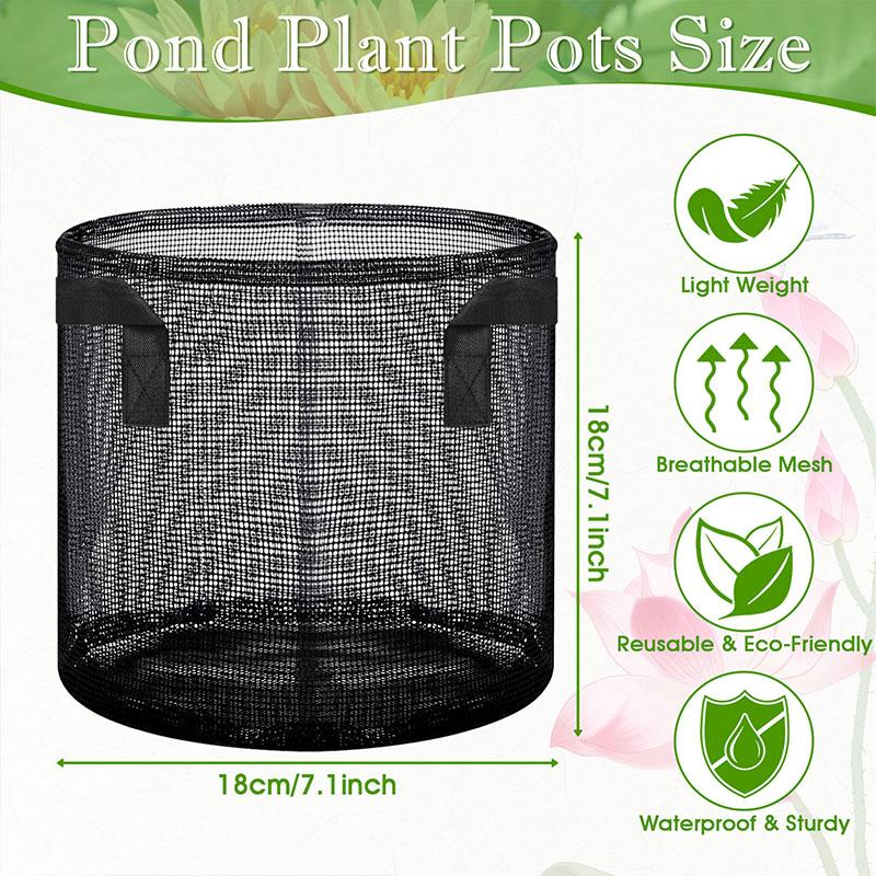6PCS Aquatic Pond Planting Mesh Pots Water Lily Lotus Planter Reusable Grow Bags for Outdoor Bog Plants Terrestrial Plants