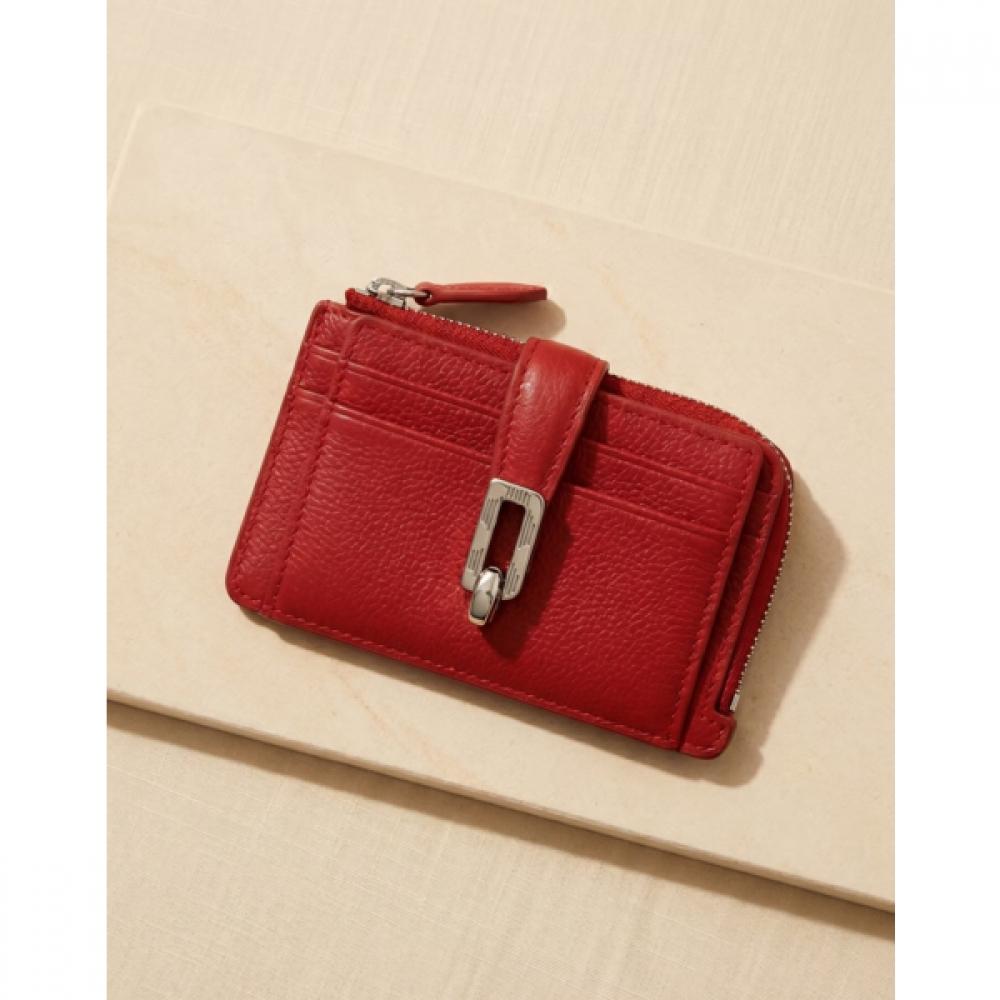 Daks Spin Cowhide Card Wallet Red Dcho6f531r2