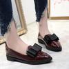 Spring Bow Pointed Casual Low-top Single Shoes Women's Flat Bottom Shallow Mouth Simple Foot Cover Commuter Women's Leather Shoes