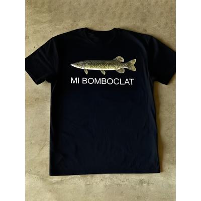 Винтажная футболка с принтом Mi Bomboclat Дизайн Рыба Графическая мужская футболка с принтом 100% Хлопок Короткий рукав Одежда Unseix Оверсайз