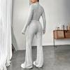 Женский модный однотонный костюм, весенний трикотажный комплект с длинным рукавом, толстовка, свободные брюки, комплект из двух предметов