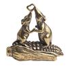 Pure Brass Lion and Mice Love Corn Figurine Car Keychain Pendant Chinese Vintage Lucky Mouse Motorcycle Hanging Jewelry Crafts
