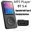 Портативный MP3-плеер 1,8 дюйма Walkmen Type-C Bluetooth 5.4 совместимый с электронными книгами запись спорта MP4 FM-радио музыкальный плеер