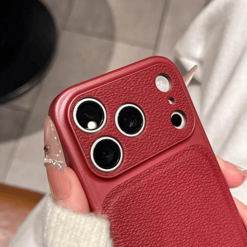Кожаный чехол для телефона с узором личи для iPhone 17 Pro/16 Pro/15 Pro/14 Pro - Осенне-зимний дизайн