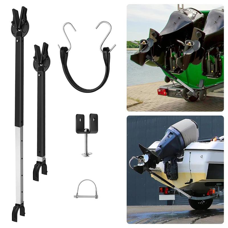 Boat Motor Transom Saver Support Adjustable Length 23 to 35 Inches Heavy Duty Aluminum Composite Head for Trailers