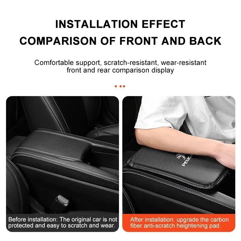 For Peugeot Car Armrest Mat Center Console Arm Rest Protection Cushion Auto Armrest Storage Box Cover Pads For Peugeot 208 3008