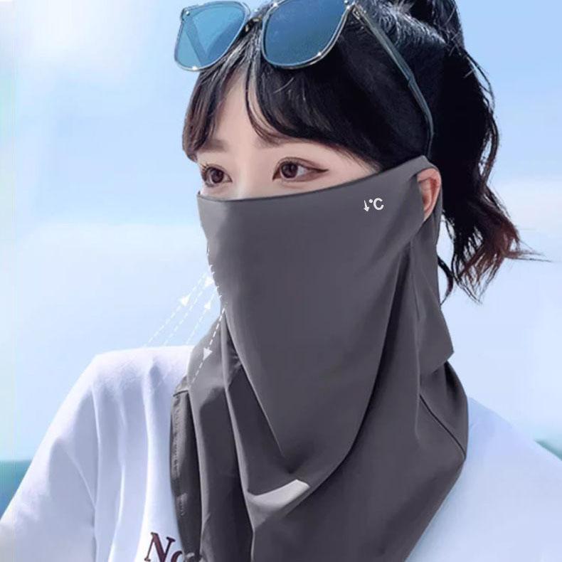 Летняя солнцезащитная маска Ice Silk для женщин, защита от ультрафиолета для езды на велосипеде, солнцезащитный шарф для шеи, длинная маска для шеи, маска для лица для мужчин
