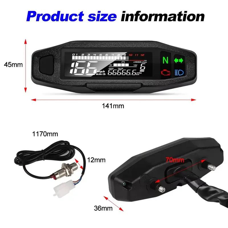 ZHIYUMotorcycle Speedometer Oil Gauge Tachometer Universal Digital Odometer Meter Instrument Cluster Turn Signal Light Indicator