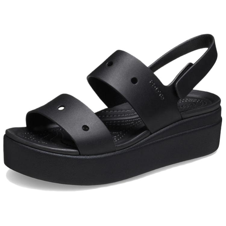 Crocs Бруклинские сандалии-клинья с открытым носком, пляжные сандалии, женские сандалии, черные 210676-001