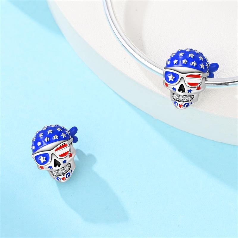 Медно-голубая ковбойская шляпа с подковой на удачу, подвеска-шарм в виде черепа для регби для оригинального браслета, женские украшения для девушек