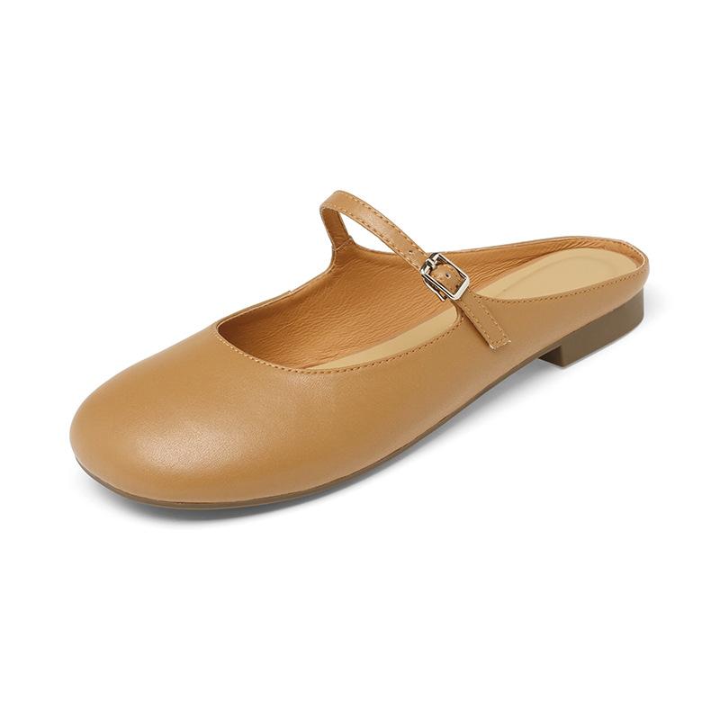 6.18 Кожаные балетки с сумкой на носке Мэри Джейн на плоском каблуке шлепанцы серебристые женская обувь дышащие для улицы лето