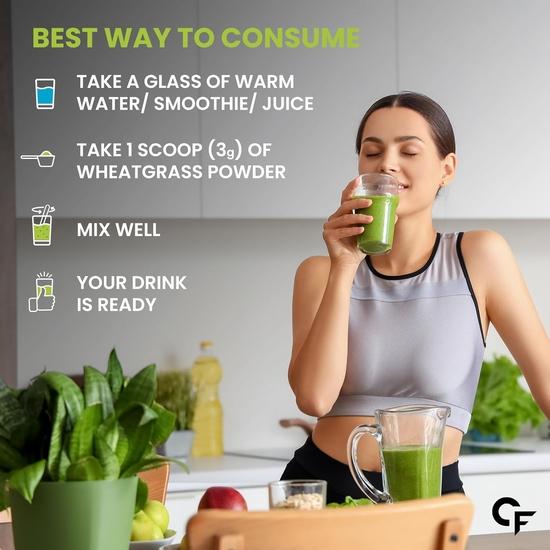 Carbamide Forte 100% Natural Organic Wheatgrass Powder | Wheat Grass Powder Organic  | Wheatgrass Juice Powder - 100g Wheatgrass Powder Organic