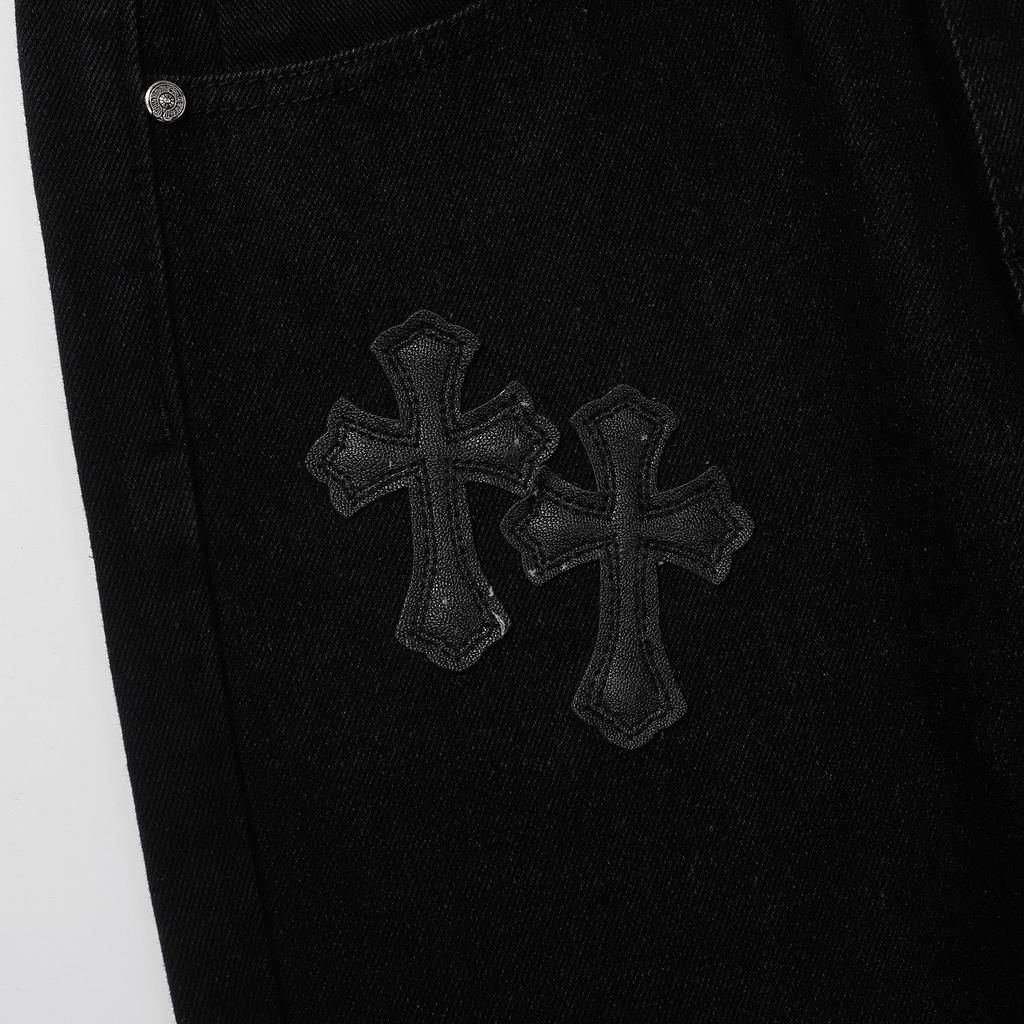9930 CHROME HEARTS Мужские и женские модные джинсы в американском стиле с тканевыми нашивками, повседневные и модные брюки в стиле хай-стрит
