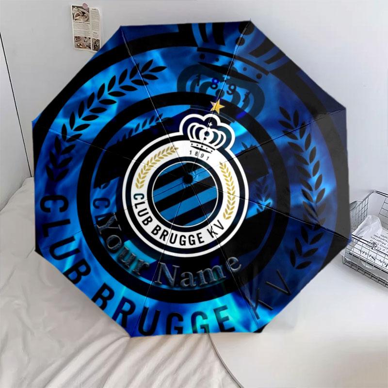 1 PC Automatic Folding Umbrella - Club Brugge KV Custom Name Pattern, Portable & Foldable Design with 8 Ribs, Christmas Birthday Gifts
